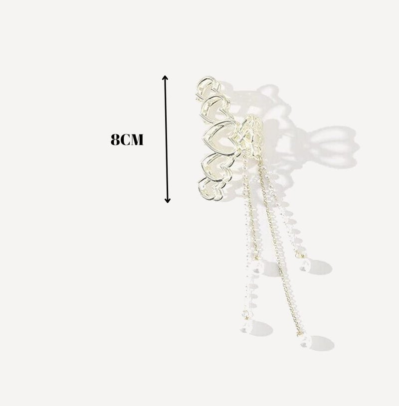 Tresneria Heart Hair Clips Heart Metal Hair Claw Clip Big Nonslip Gold Hair Clamps Hair Accessories Heart Tassel Hair Clip for Women HeartBowBFly - Image 5