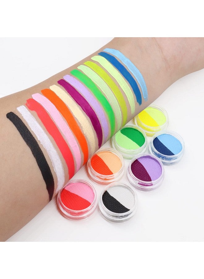 ONMAY Water Activated Split Cake Eyeliner, Uv Glow Blacklight Fluorescent Paint, Onmay 14 Bright Color Retro Graphic Hydra Eye Liner, Body Face Paint, Halloween Makeup (14Color) - Image 4
