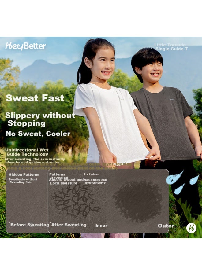 Heybetter Kids' Cyclone Moisture-Wicking T-Shirt With One-Way Moisture Guide, Ocean Blue Dye (Blue Print) 130 - Image 2