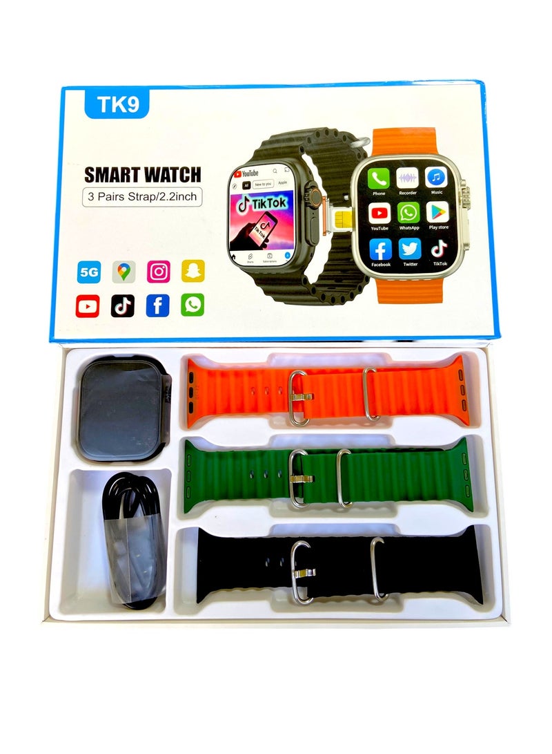TK 9 Android Smart Watch with 2.2" AMOLED Display, 4GB RAM, 64GB ROM, SIM Support, 4G-5G Connectivity - Image 1