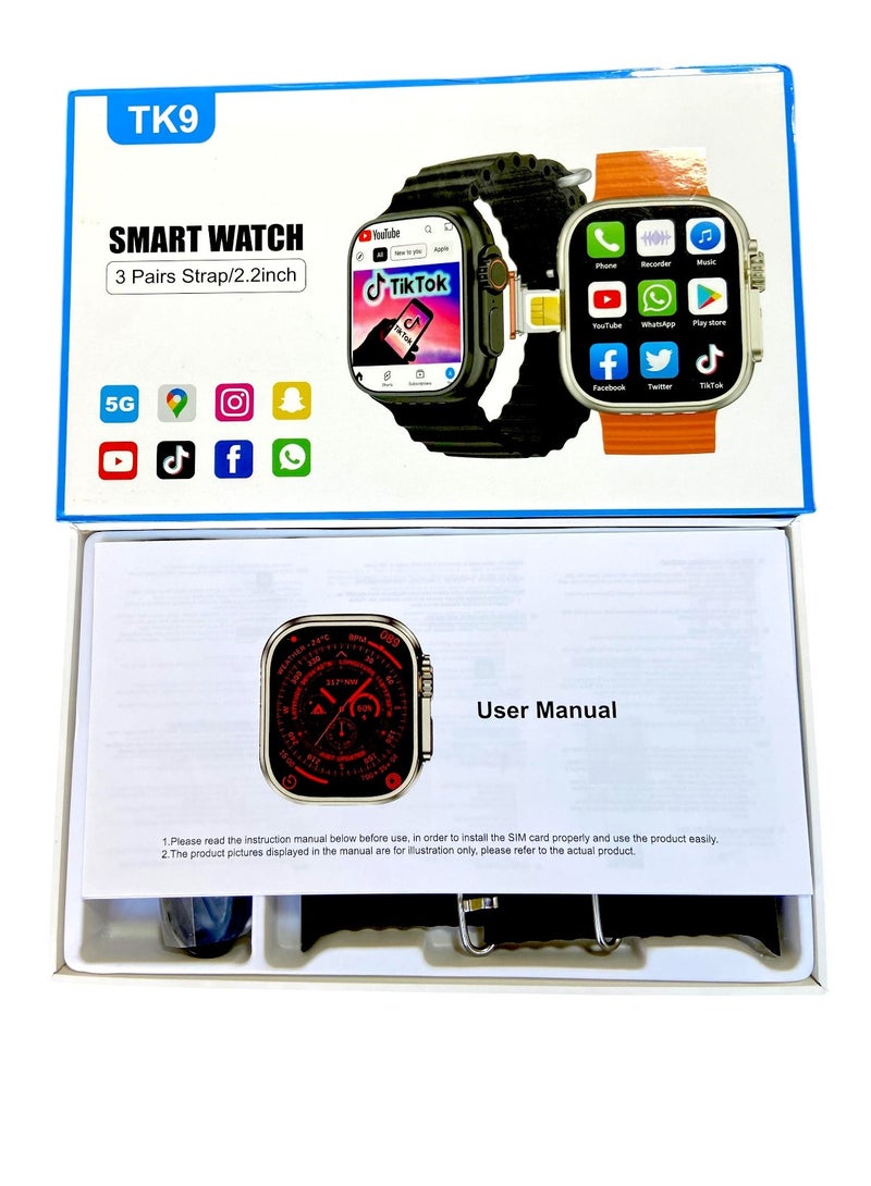 TK 9 Android Smart Watch with 2.2" AMOLED Display, 4GB RAM, 64GB ROM, SIM Support, 4G-5G Connectivity - Image 3