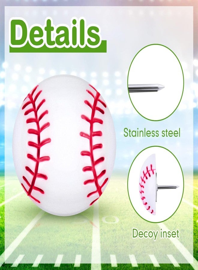 Epakh 20 Pack Push Pin Map Sport Ball Pins Decorative Push Pins for Cork Board Map Tacks for Bulletin Board Cork Office Home Wall Hanging Posters(Baseball) - Image 3