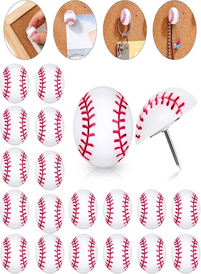 Epakh 20 Pack Push Pin Map Sport Ball Pins Decorative Push Pins for Cork Board Map Tacks for Bulletin Board Cork Office Home Wall Hanging Posters(Baseball) - Image 1