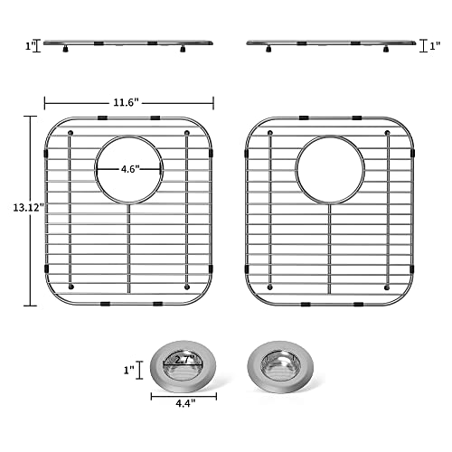 SUZLON 2Pack Stainless Steel Kitchen Sink Grid,13.2" x 11.6" x 1.2" Sink Protectors With Rear Drain Hole,Sink Rack for Bottom of Sink, Anti-rust Metal Sink Bottom Grid With 2Pack Sink Strainers - Image 3