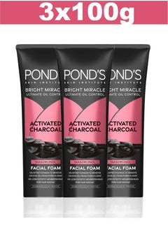 Pond's Bright Miracle Ultimate Oil Control Activated Charcoal Facial Foam 100g x 3  - Image 1