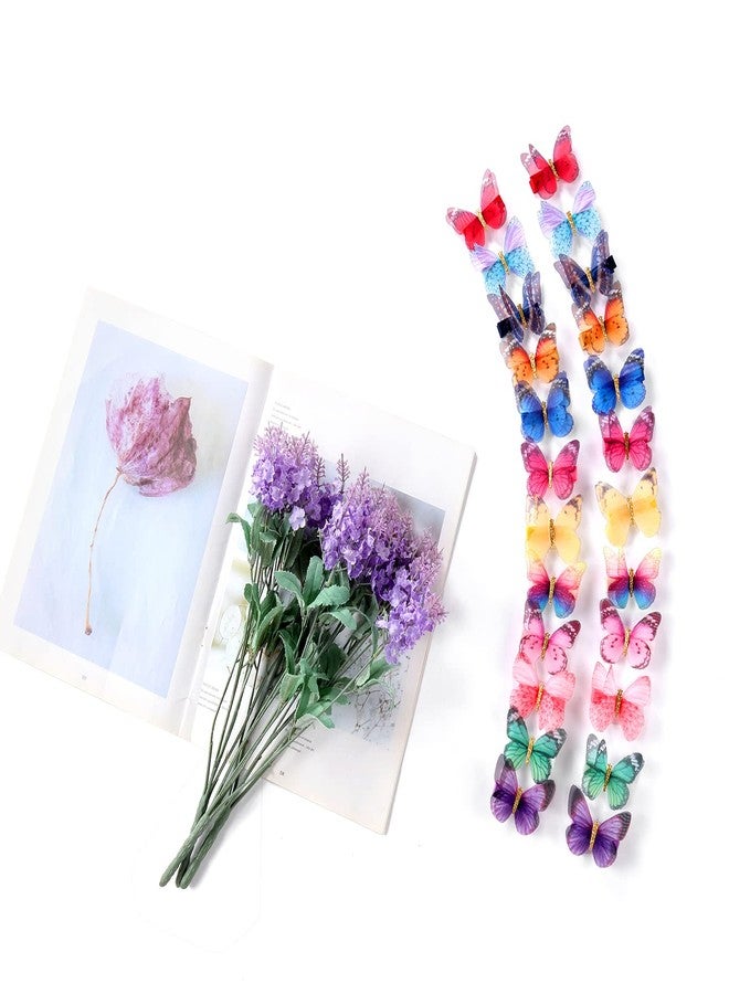 Cinaci 24 Pack/12 Pairs Realistic Colorful Butterfly Fully Lined Cloth Fabric Covered Alligator Hair Clips Bow Barrettes Accessories Hairgrips for Baby Girls Toddlers Infants Kids Women - Image 5
