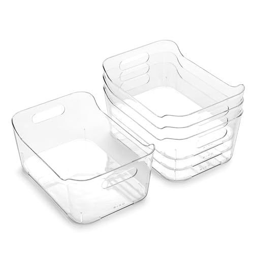 BINO | Plastic Organizer Bins, Small - 4 Pack | The SOHO Collection | Multi-Use Plastic Bin | Pantry & Freezer Organizer Bin | Storage Containers | Bins for Home & Kitchen Org - Image 1
