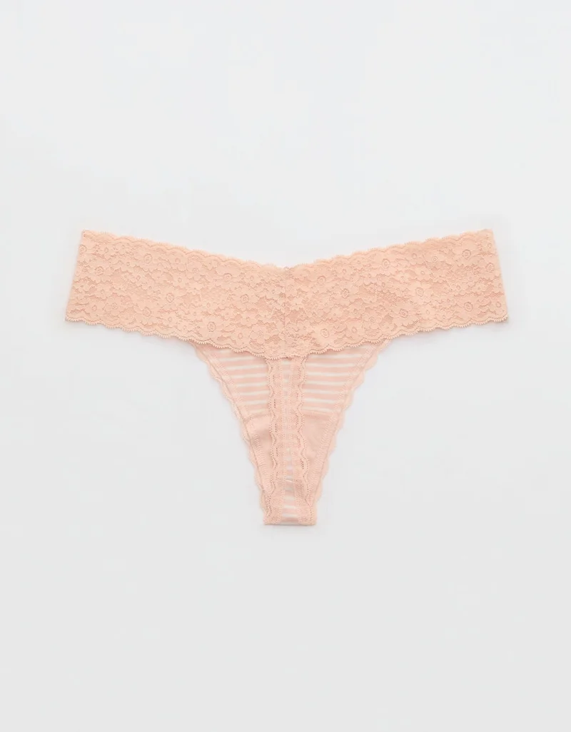 Aerie  Aerie Superchill Vintage Lace Cotton Thong Underwear for Women | Best Price UAE