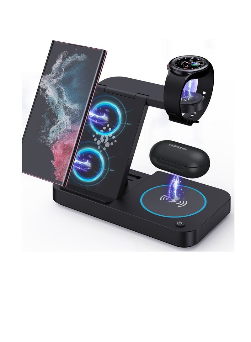 3 in 1 Samsung Wireless Charger Samsung Charging Station Galaxy Watch Charger Compatible for Samsung S24 S23 S22 S21 Ultra Plus Z Flip 5/4/3 Fold 5, Galaxy Watch 6 Classic/5 Pro/4/3 Galaxy Buds - Image 1