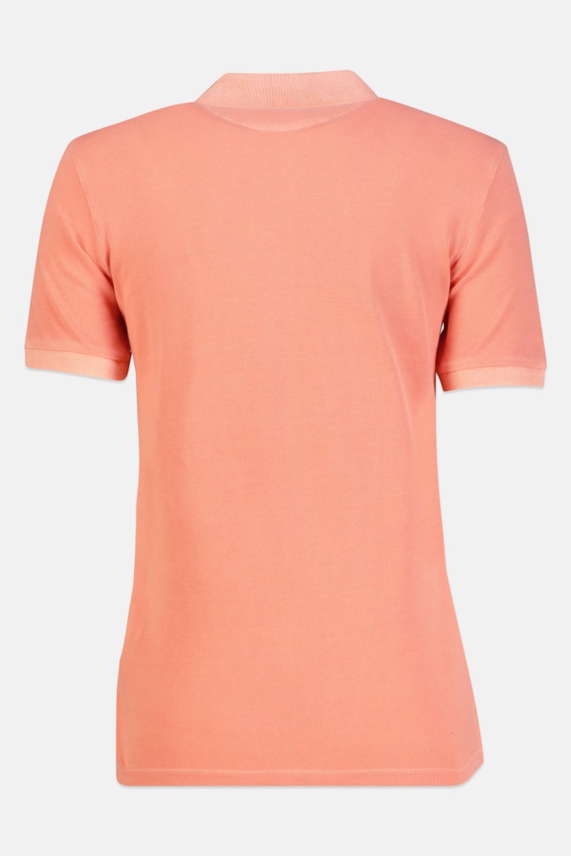 GANT Women Spread Collar Short Sleeve Embroidered Logo Polo Shirt, Peach - Image 2