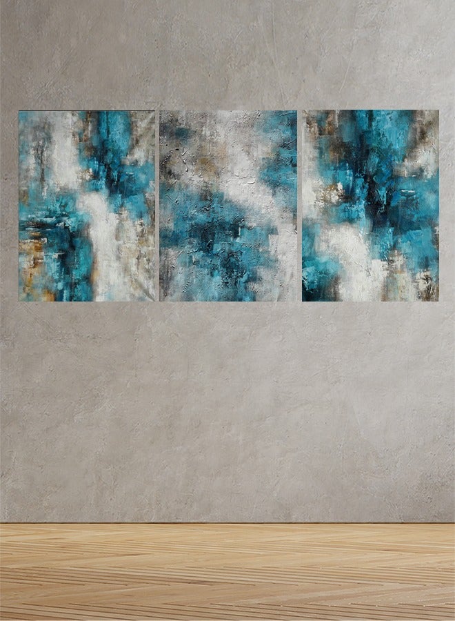 Marktna Set Of 3 Framed Canvas Wall Arts Stretched Over Wooden Frame with an Abstract Design - Image 1