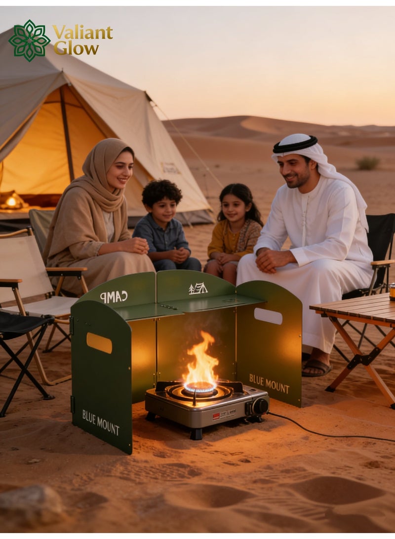 توهج شجاع واقي رياح لموقد التخييم مع حقيبة تخزين | 4 ألواح من الألومنيوم القابل للطي من الفولاذ المقاوم للصدأ | واقي رياح لموقد الطهي للمشي لمسافات طويلة والنزهات والأنشطة الخارجية وحمل الحقائب - Image 2