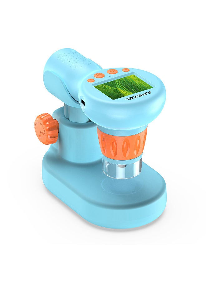 APEXEL APL-MS201 Kids Handheld Digital Microscope with Camera 2MP Photo 720P Video 2.0 Inch IPS Screen 800X Magnification Built-in Battery LED Fill Lights with Adjustable Desktop Bracket  - Image 1