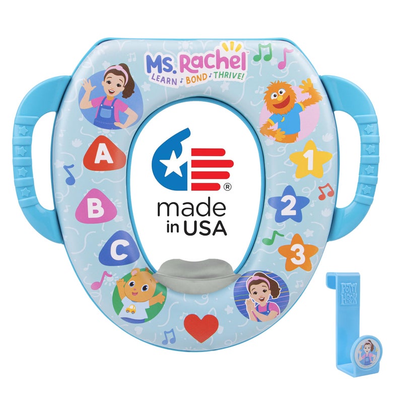 Ms. Rachel Soft Potty Seat With Storage Hook - Potty Training Seat - Soft Cushion, Easy Grip Handles, Baby Potty Training, Safe, Easy to Clean, Fits Most Toilet Seats - Image 4