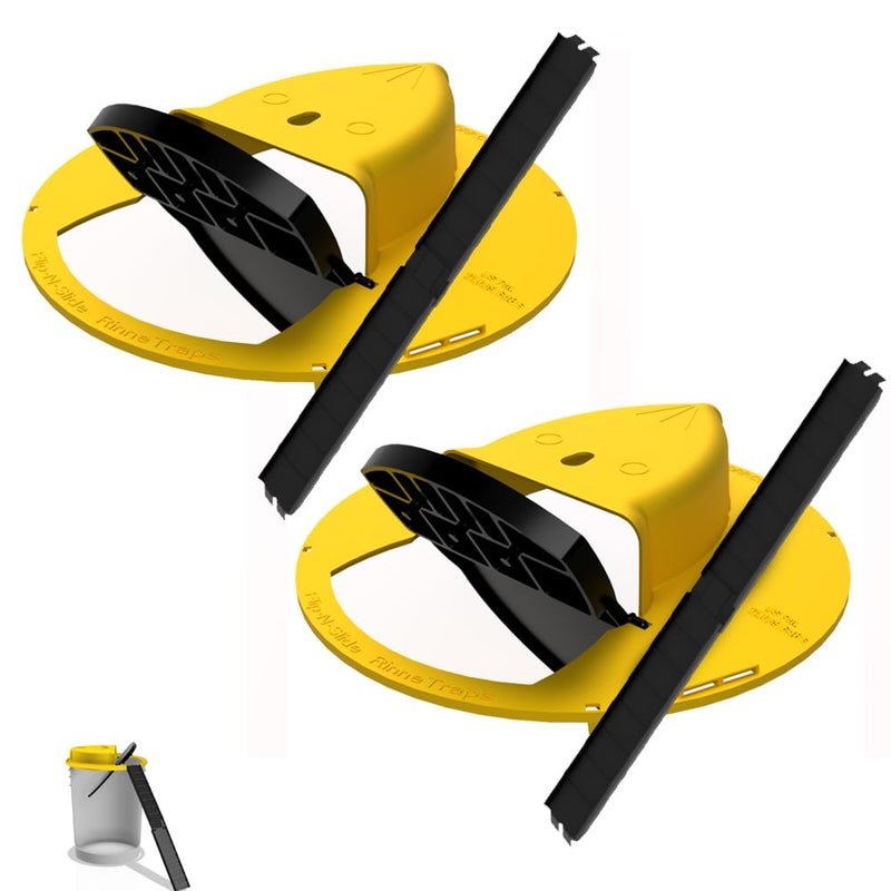 RinneTraps - Flip N Slide Bucket Lid Mouse Trap |2 Pack| |Multi Catch| |Made in USA | US Pat D1,039,648s - Image 1