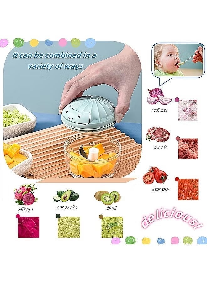 Handy Chopper Manual Food Chopper, Mini Hand Pull String Garlic Chopper, For Veggies, Ginger Fruits Nuts Avocado, garlic etc (Blue) - Image 5