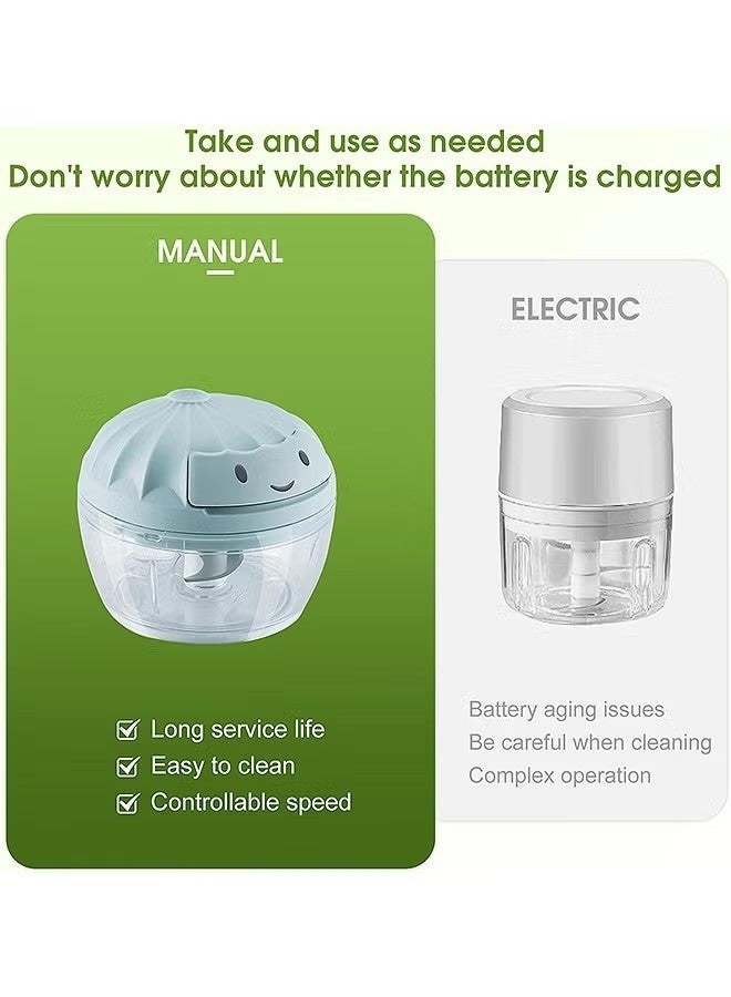 Handy Chopper Manual Food Chopper, Mini Hand Pull String Garlic Chopper, For Veggies, Ginger Fruits Nuts Avocado, garlic etc (Blue) - Image 3