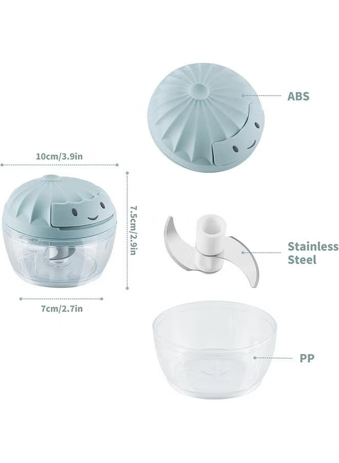 Handy Chopper Manual Food Chopper, Mini Hand Pull String Garlic Chopper, For Veggies, Ginger Fruits Nuts Avocado, garlic etc (Blue) - Image 2