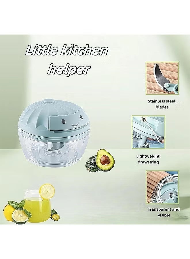 Handy Chopper Manual Food Chopper, Mini Hand Pull String Garlic Chopper, For Veggies, Ginger Fruits Nuts Avocado, garlic etc (Blue) - Image 4