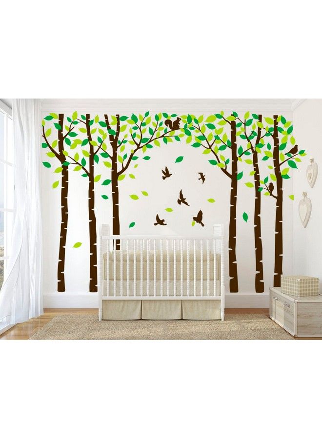MAFENT Six Birch Tree Wall Decals Birds Cute Squirrel Forest Wall Stickers For Kids Room Nursery Bedroom Living Room Classroom Decoration (Large Brownh=250Cm 100Inch) - Image 5