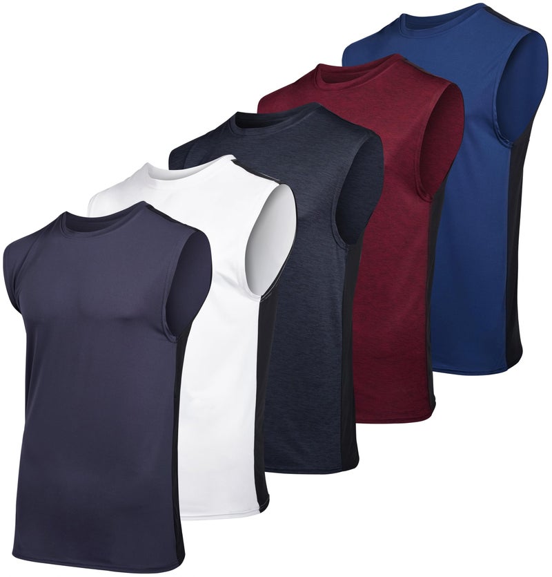 Real Essentials Mens DryFit Active Muscle Tank Top Standard and Big Tall Sizes Set 7 XL Pack of 5