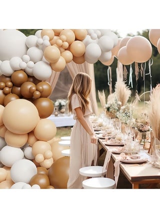 140 Piece Brown Balloon Garland Kit Balloon Arch Kit with Retro Coffee,Light Brown,White Balloons for Different Sizes Coffee Wedding Birthday Shower Party Background Decoration - view 4