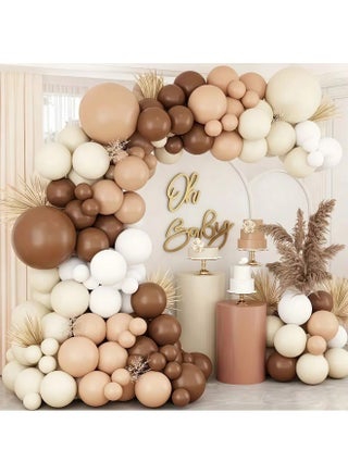 140 Piece Brown Balloon Garland Kit Balloon Arch Kit with Retro Coffee,Light Brown,White Balloons for Different Sizes Coffee Wedding Birthday Shower Party Background Decoration - view 3