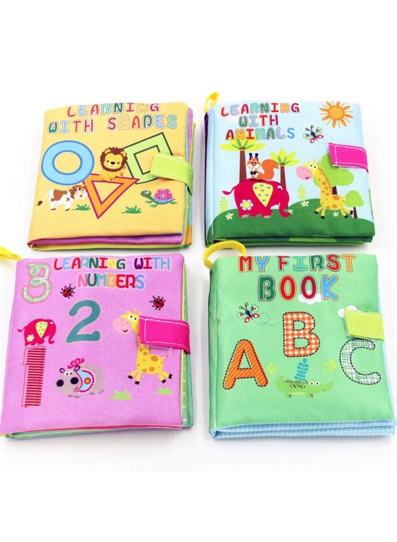 Y&D Soft Cloth Book Baby Toy Early Learning Development Toy for Babies ABC 123 Shapes Animals Toddler with Peekaboo Flap 8 9 Month 1 2 Year Old Pack of 4 - Image 1