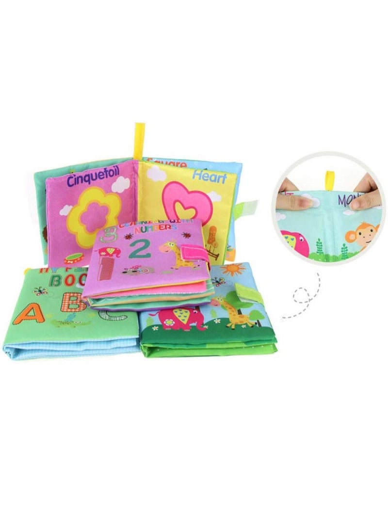 Y&D Soft Cloth Book Baby Toy Early Learning Development Toy for Babies ABC 123 Shapes Animals Toddler with Peekaboo Flap 8 9 Month 1 2 Year Old Pack of 4 - Image 2