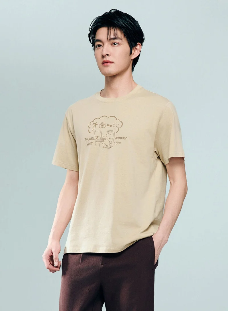 GIORDANO  Men's Crew neck Short Sleeve Print Tee | Online Exclusive for Men | Best Price UAE