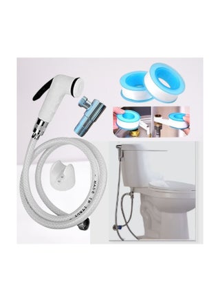 Italian bidet with 1.2 cm white hose and stainless steel connection, including Teflon