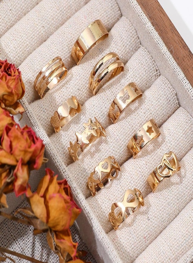 INENIMARTJ Boho Gold Toe Rings Set for Women Gold Stacking Toe Rings Adjustable Open Butterfly Stars Toe Ring Set Summer Beach Toe Ring for Women (gold 3) - Image 5