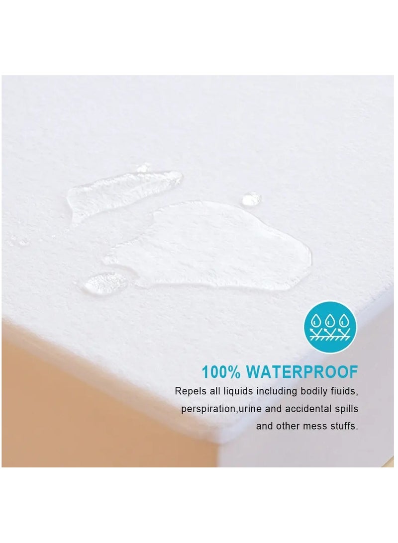 Fabienne Waterproof Mattress Protector Single High Absorption Microfiber+TPU Pad Cover for Pets Kids Adults Deep Pocket Style 100% Waterproof Mattress Protector Single 120x200cm White  - Image 5