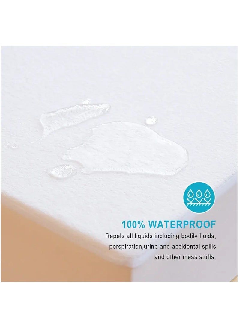 Fabienne - Waterproof Mattress Protector Single High Absorption Microfiber+TPU Pad Cover for Pets Kids Adults Deep Pocket Style 100% Waterproof Mattress Protector Single 120x200cm White - Image 1