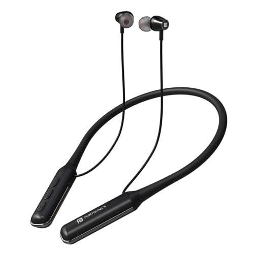 Portronics Harmonics 250 Wireless Bluetooth Headset with Long Lasting 60 Hrs Playtime, Smart Voice Assistant, Dual Pairing, Sweat & Splash Proof, Best for Gaming, Running, Workout(Black) - Image 1