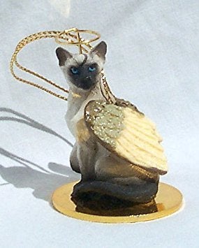 التماثيل eyedeal Cat Siamese Miniature Angel Christmas Ornament راتنج جديد CTA18