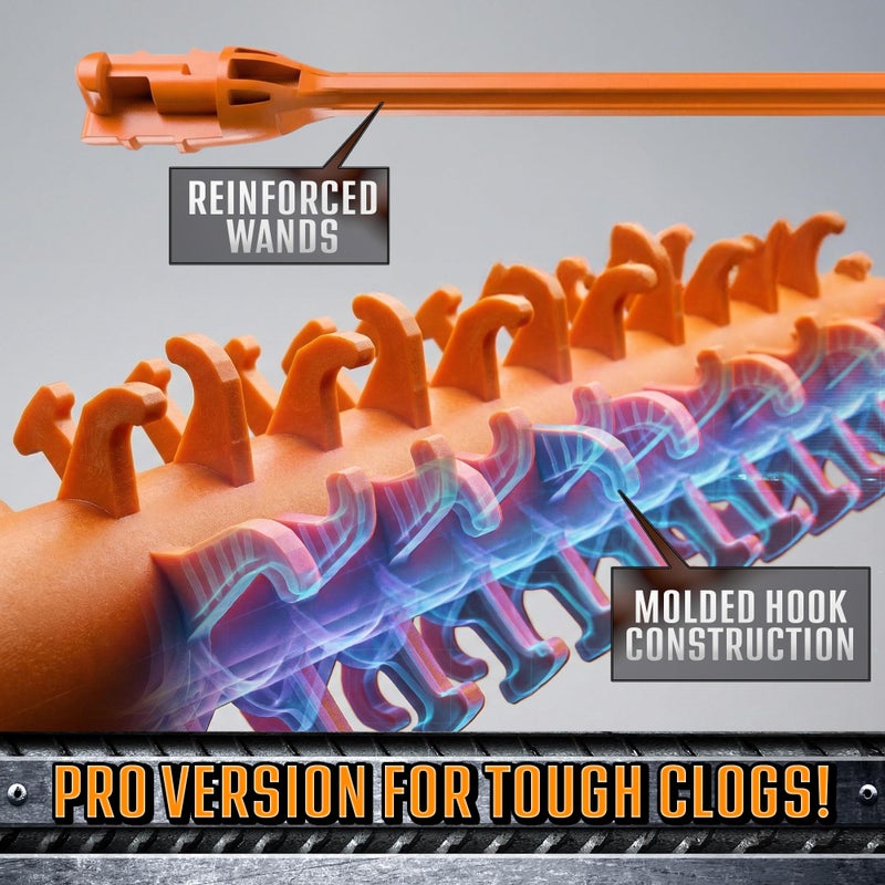 FlexiSnake Pro Drain Weasel Sink Snake Hair Clog Remover Tool, Sink, Pipe, Bathroom, Bathtub Drain Cleaner, 18-inch Long, Flexible, Made in The USA, 10 Pack Reusable Wands and Removable Handle - Image 4