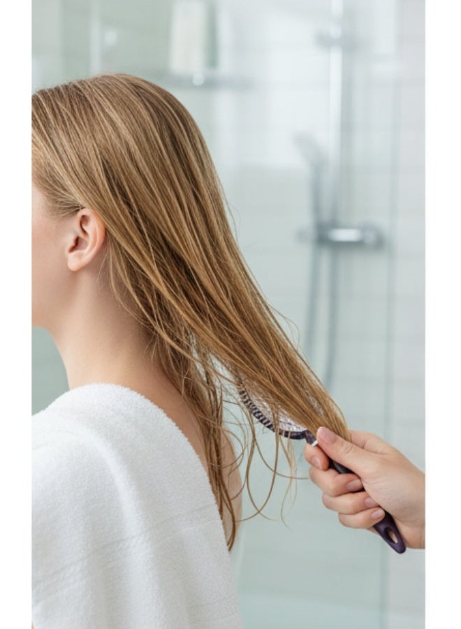 فرشاة شعر وسادية احترافية لفك التشابك – Cushion Hair Brush بوسادة مطاطية مرنة مع تدليك فروة الرأس – Paddle Brush مضادة للهيشان للشعر الطويل والمتوسط – فرشاة تمشيط يومية للشعر الجاف والمبلل بمقبض مريح وتصميم انسيابي – فرشاة عناية للشعر الحساس مع كرات حماية لفروة الرأس – لون بنفسجي مطفي - Image 3