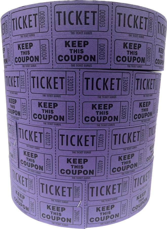 The Ticket Gurus-Raffle Tickets - 4 Purple Rolls of 2000 Double Tickets- 8,000 Total 50/50 Raffle Tickets - Image 1