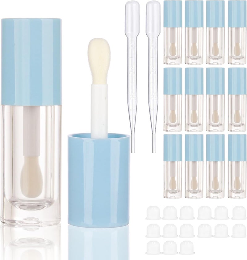 COSIDEA 14pcs Empty 6ml big doe foot wand Chunky lip gloss tubes for DIY lipglossPink round lipgloss containers tubes with thick wand Blue