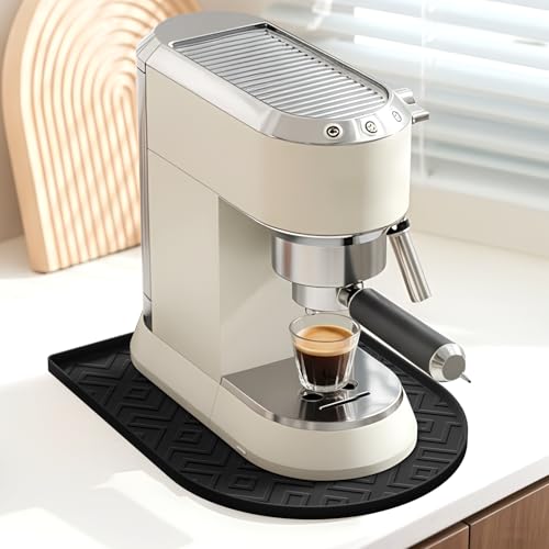 KVRG Silicone Coffee Mat,15.8"x 11.8"in Bar Mat for Countertop,Heat-Resistant,Non-Slip,Leak-Proof,Fit for Coffee Maker/Espresso Machine-Black - Image 1
