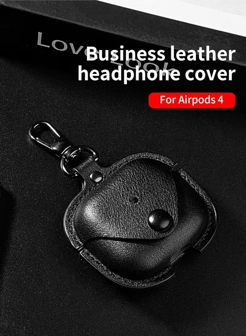 AirPods 4 2024 Case – PU Leather Anti-Scratch Protective Cover with Keyring, Stylish Case for AirPods 4 2024, Durable & Shockproof, Slim Fit Design - Image 3