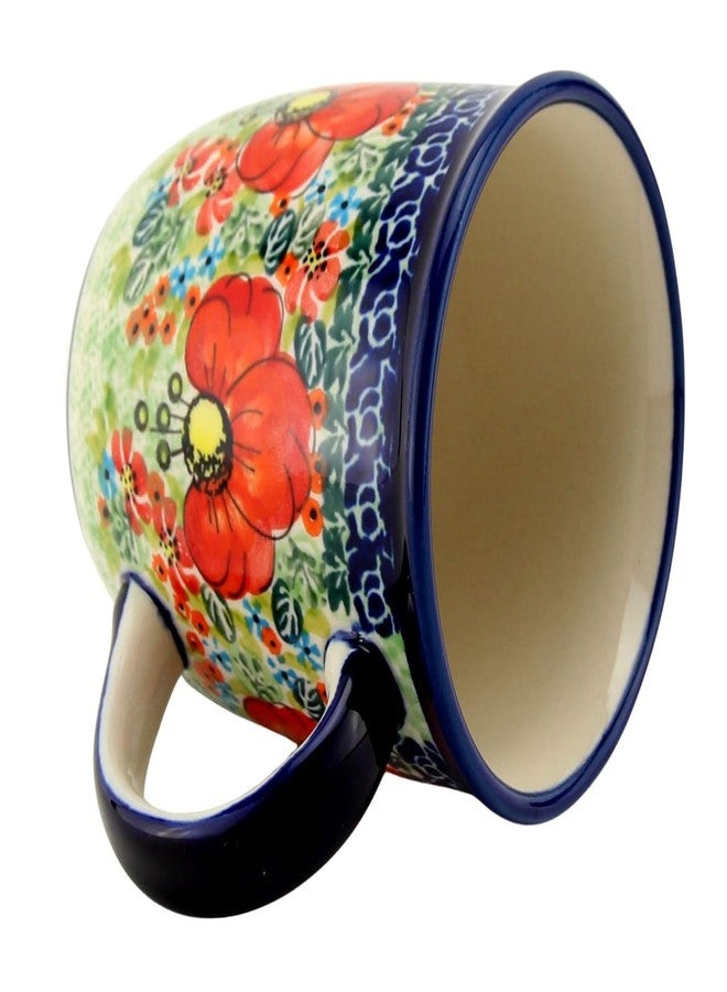 Polish Pottery Market كوب الفخار البولندي بسعة 12 أونصة بمقبض - الخزف الحجري البولندي Bolesławiec المصنوع يدويًا من Zakłady Ceramiczne - صنع في بولندا - تصميم Unikat - Image 4