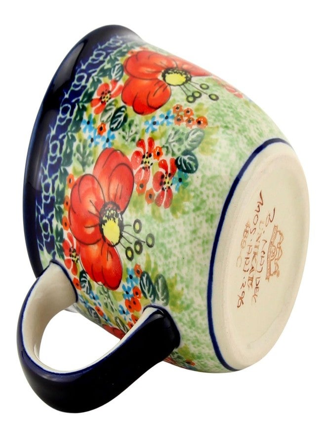 Polish Pottery Market كوب الفخار البولندي بسعة 12 أونصة بمقبض - الخزف الحجري البولندي Bolesławiec المصنوع يدويًا من Zakłady Ceramiczne - صنع في بولندا - تصميم Unikat - Image 3