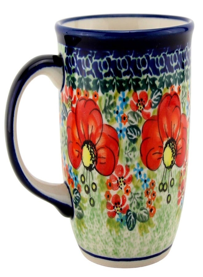 Polish Pottery Market كوب الفخار البولندي بسعة 12 أونصة بمقبض - الخزف الحجري البولندي Bolesławiec المصنوع يدويًا من Zakłady Ceramiczne - صنع في بولندا - تصميم Unikat - Image 2