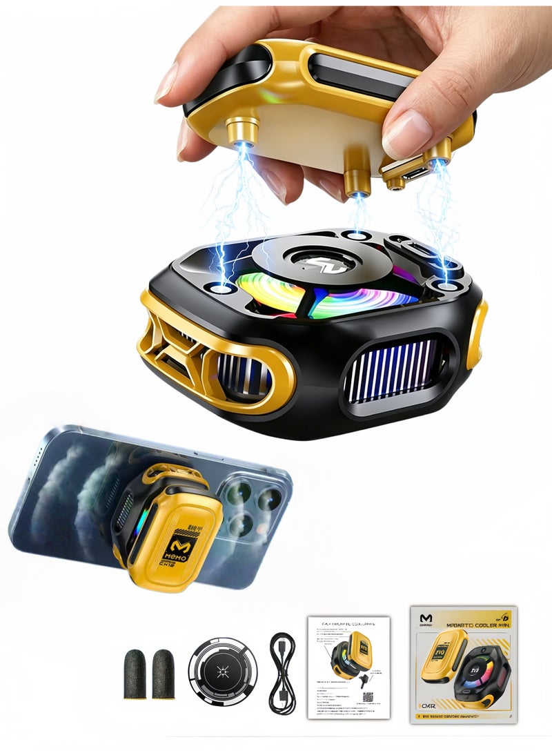 Memo Magnetic Phone Cooler with AI Display - Semiconductor Ice Cooling Radiator, 2000mAh Battery & RGB Lighting, Type-C Portable (54x69.5x44mm) for iPhone Android Gaming Devices - Image 1