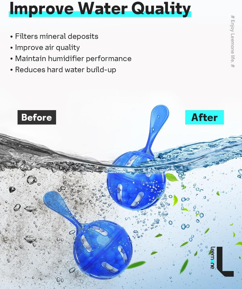 Leemone Humidifier Cleaner 6 Pack, Demineralization Cleaning Ball, Works in All humidifiers and Fish Tanks, Purifies Water, Prevents Hard Water Build-Up, Reduces Scale - Image 4