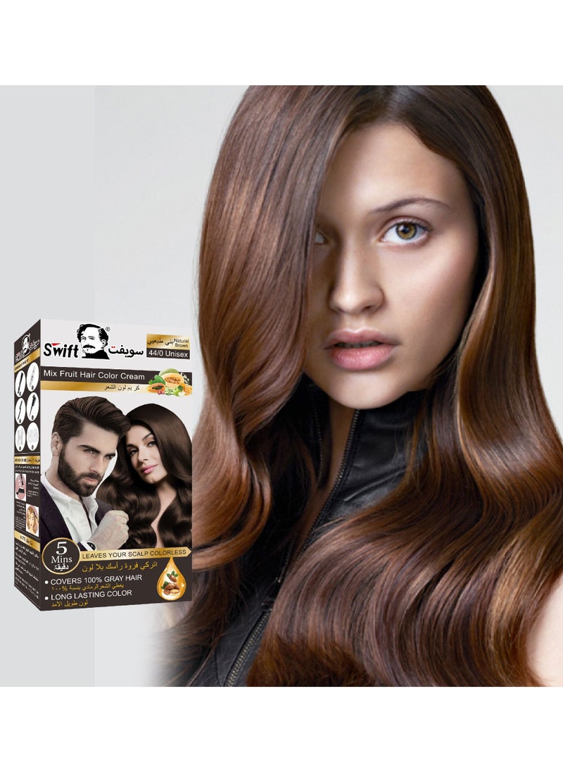 Swift Permanent Ammonia free Hair Color Mix Fruit Natural Brown 100mlx2  - Image 2