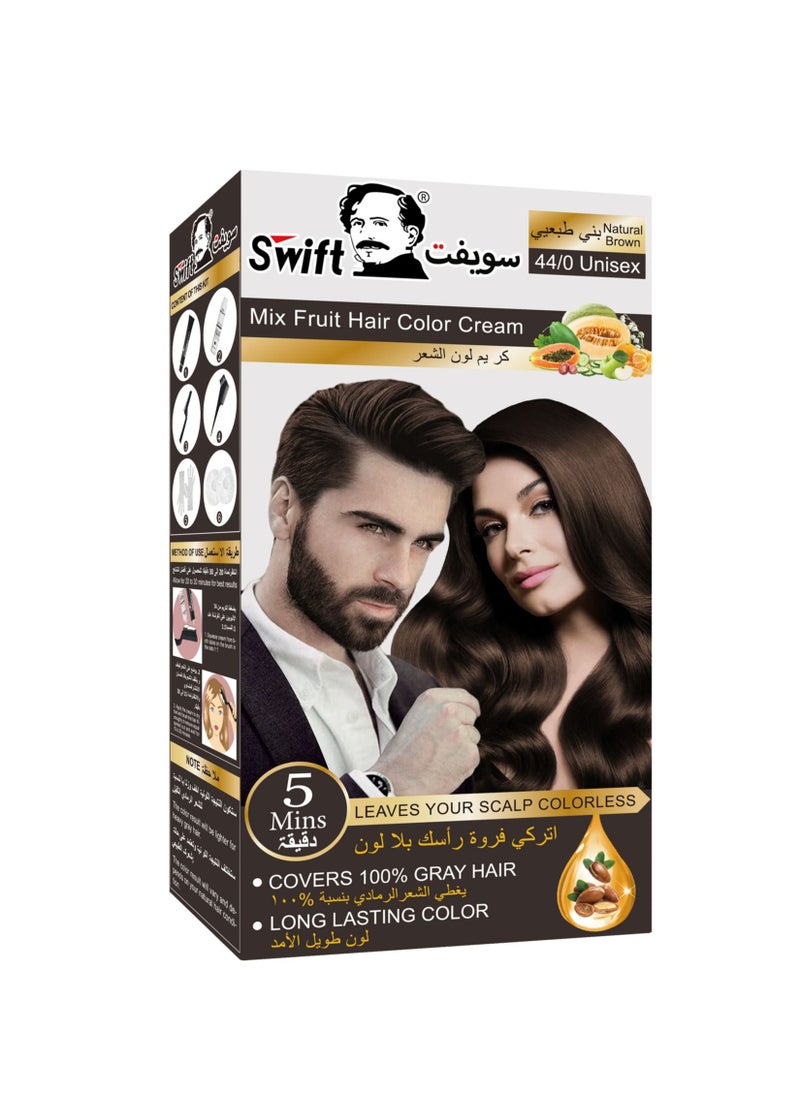 Swift Permanent Ammonia free Hair Color Mix Fruit Natural Brown 100mlx2  - Image 1