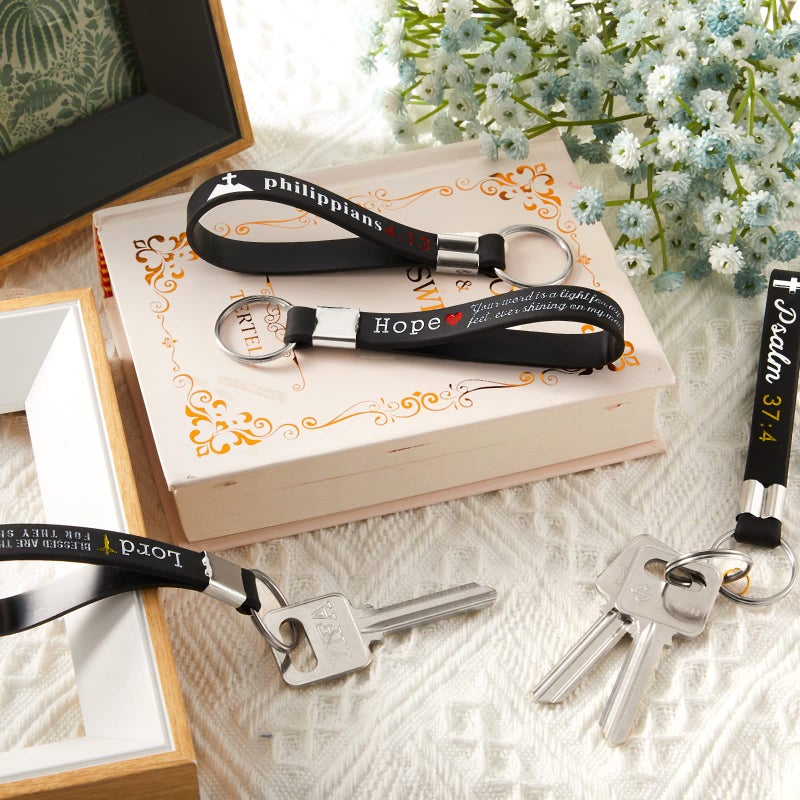 Sureio 24 Pcs Christian Bible Keychains with Scripture Inspirational Religious Keychains Verses Church VBS Gift (Dark Colors) - Image 5